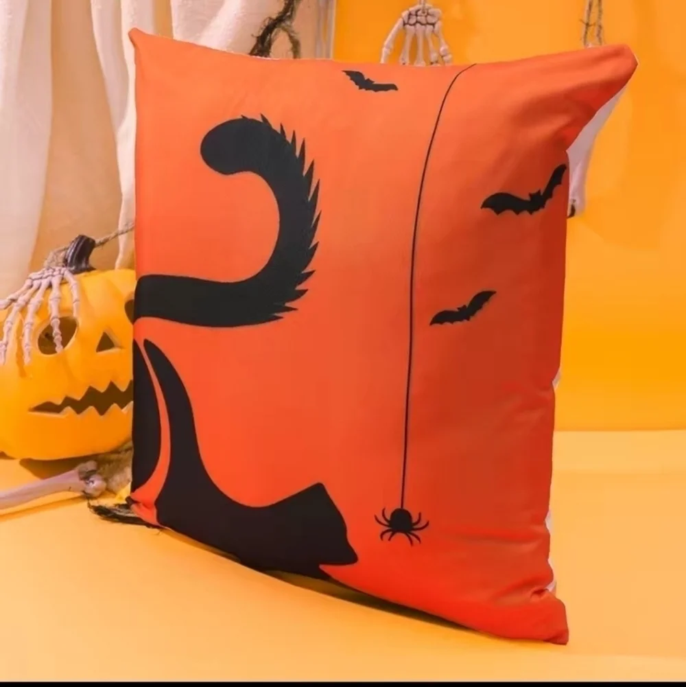 New Halloween black cat silhouette home decor accent pillow case